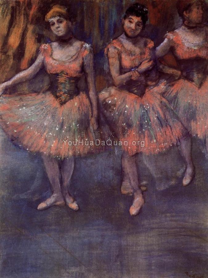 Three Dancers before Exercise - 埃德加·德加